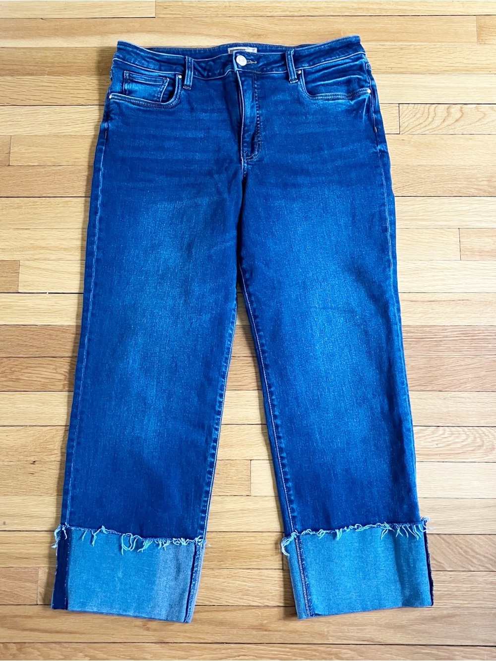 Kut From The Kloth Blue Fay Fab Ab Straight Leg Cuffed Denim Jeans Size 14